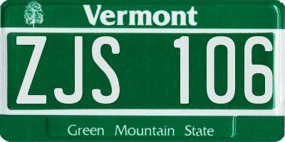 VT license plate ZJS106