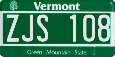 VT license plate ZJS108