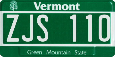 VT license plate ZJS110
