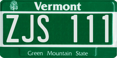 VT license plate ZJS111