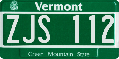VT license plate ZJS112