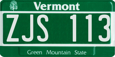 VT license plate ZJS113