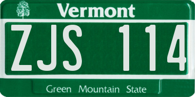 VT license plate ZJS114