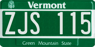 VT license plate ZJS115
