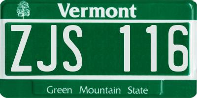 VT license plate ZJS116