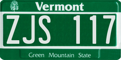 VT license plate ZJS117