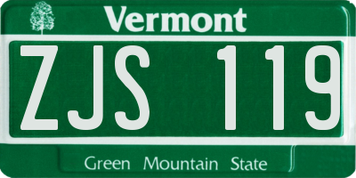 VT license plate ZJS119