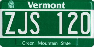 VT license plate ZJS120