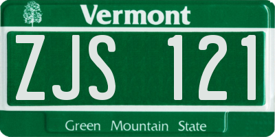 VT license plate ZJS121