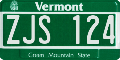 VT license plate ZJS124
