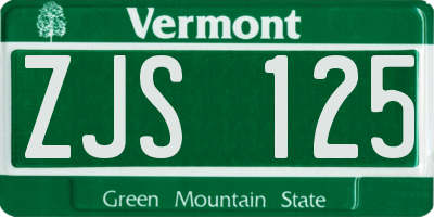 VT license plate ZJS125