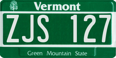 VT license plate ZJS127