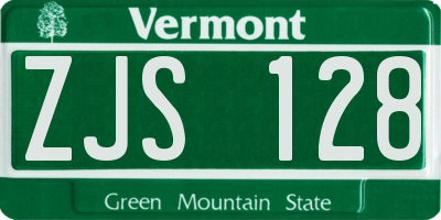 VT license plate ZJS128