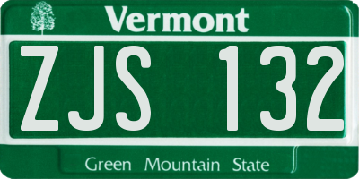 VT license plate ZJS132