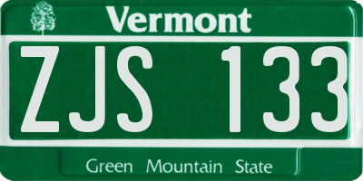 VT license plate ZJS133