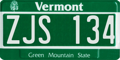 VT license plate ZJS134