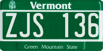 VT license plate ZJS136