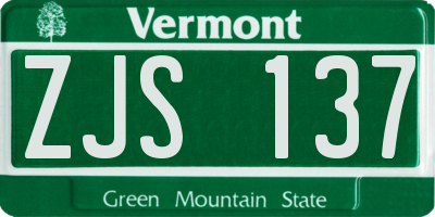 VT license plate ZJS137