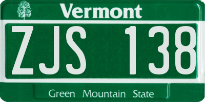 VT license plate ZJS138