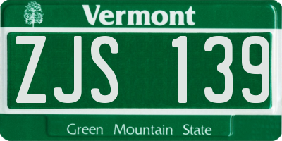 VT license plate ZJS139
