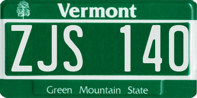 VT license plate ZJS140