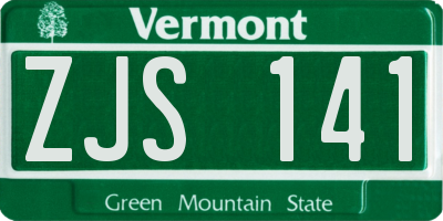 VT license plate ZJS141