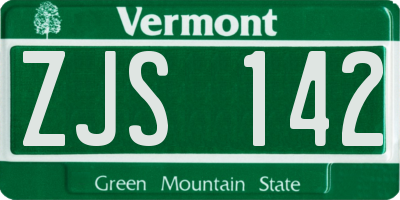 VT license plate ZJS142