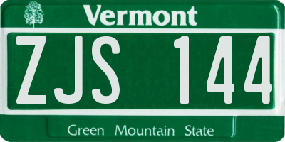 VT license plate ZJS144