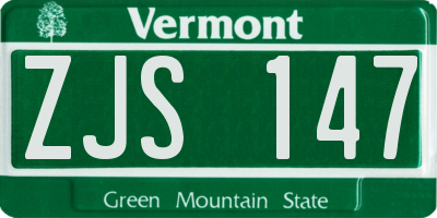 VT license plate ZJS147
