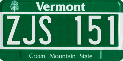 VT license plate ZJS151