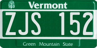 VT license plate ZJS152