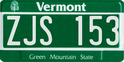 VT license plate ZJS153