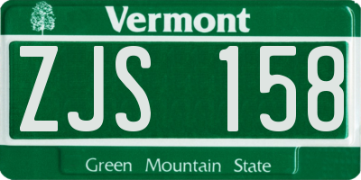 VT license plate ZJS158