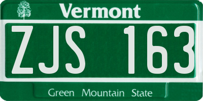 VT license plate ZJS163