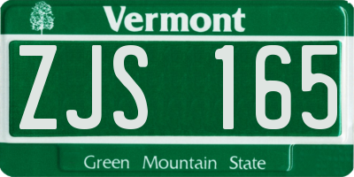 VT license plate ZJS165