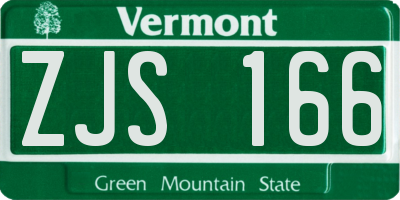 VT license plate ZJS166