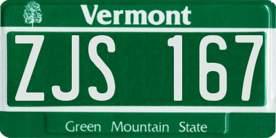 VT license plate ZJS167