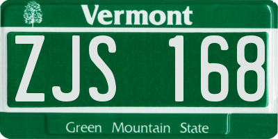 VT license plate ZJS168