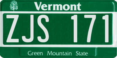 VT license plate ZJS171