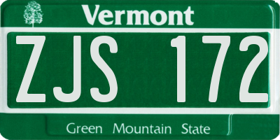 VT license plate ZJS172