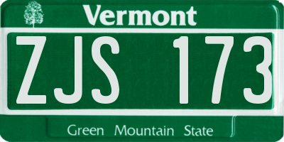 VT license plate ZJS173