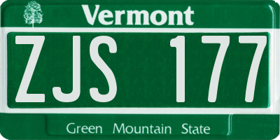 VT license plate ZJS177