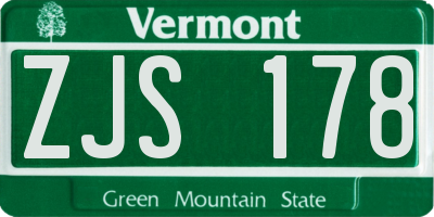 VT license plate ZJS178