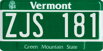 VT license plate ZJS181