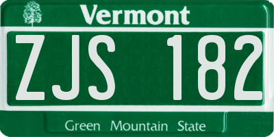 VT license plate ZJS182