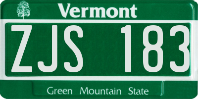 VT license plate ZJS183