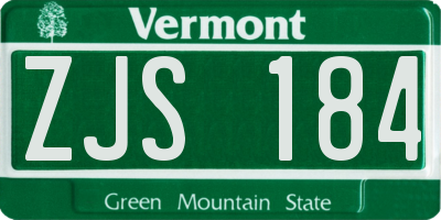 VT license plate ZJS184