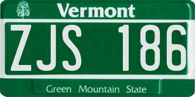 VT license plate ZJS186
