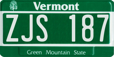 VT license plate ZJS187