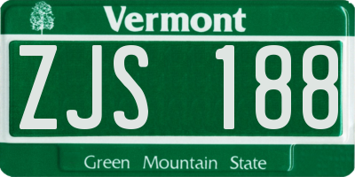 VT license plate ZJS188
